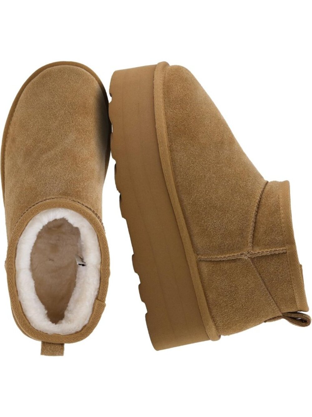 Cozy Women's Platform Ankle Boots – Genuine Suede, Faux Fur Lining, Slip-On